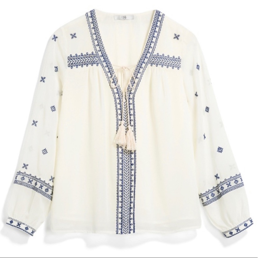 Navy and blue blouse top